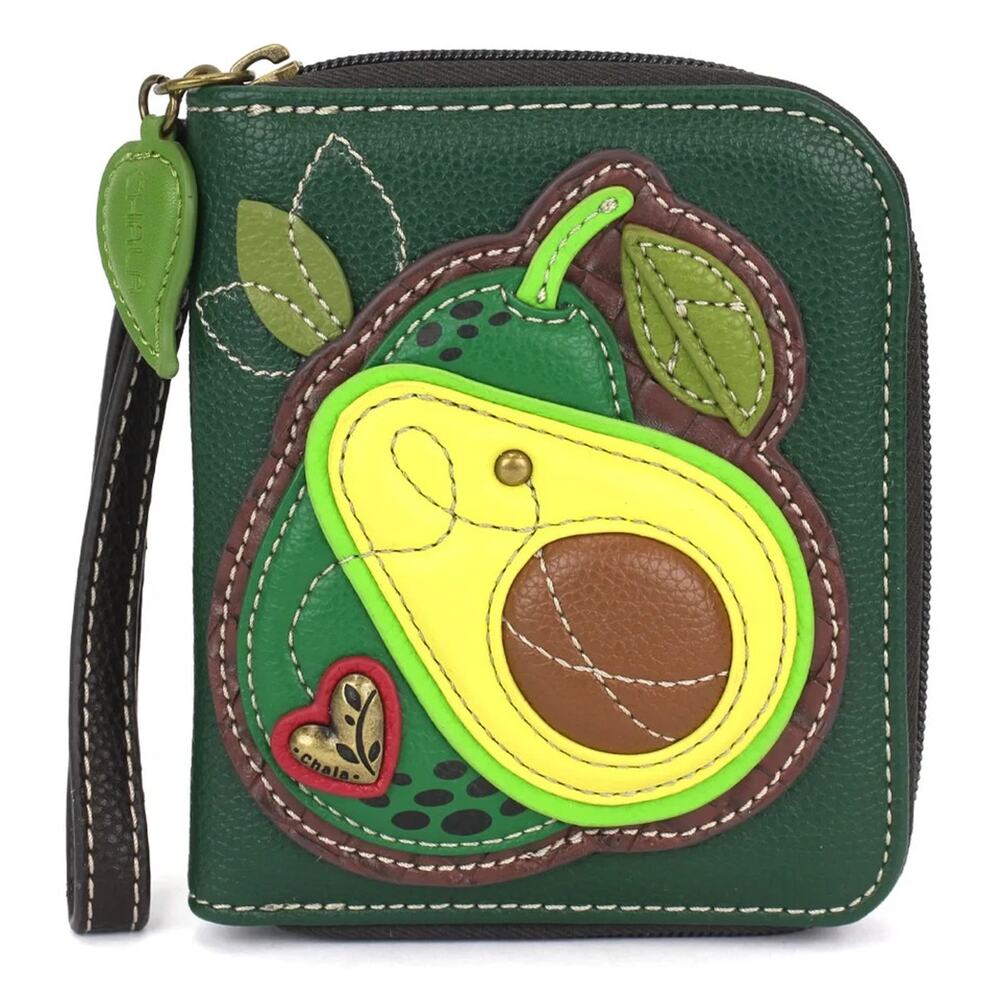 Chala Zip Around Faux Leather Wallet Wristlet - Avocado, Dark Green NWT